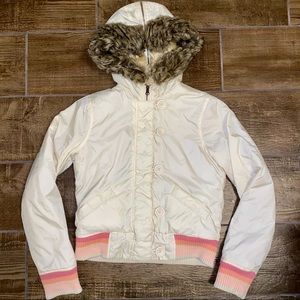 EUC BB Dakota Nylon Faux Fur Retro Bomber Jacket